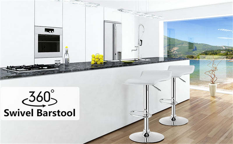 Set of 2 Swivel Adjustable PU Leather Backless Bar Stools Counter Stools