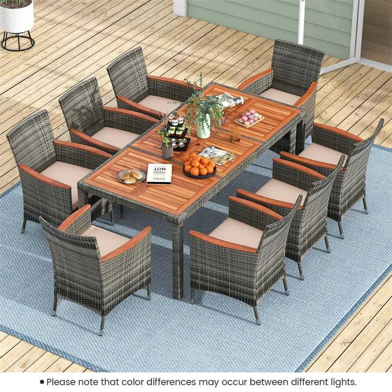 Piece Outdoor Dining Table Set PHI VILLA 9-Piece Metal Patio