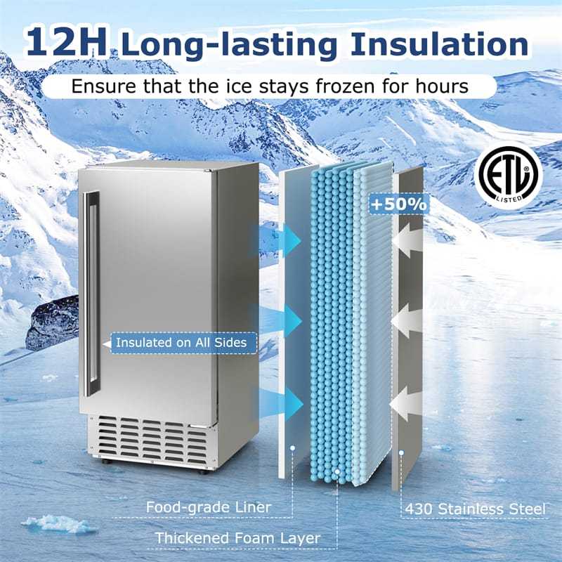 Under Counter Nugget Ice Maker, 80lbs/Day Freestanding Built-in Stainless Steel Ice Machine, Self-Cleaning, LCD Control, 24H Timer for Home Commercial