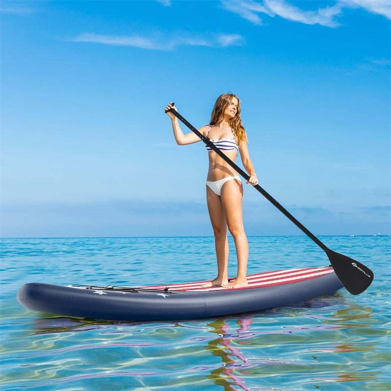 10' Inflatable Stand Up Paddle Board, Portable SUP Board with Adjustable Paddle, 5 D Rings, Backpack, Hand Pump, Repair Kit for Youth & Adults