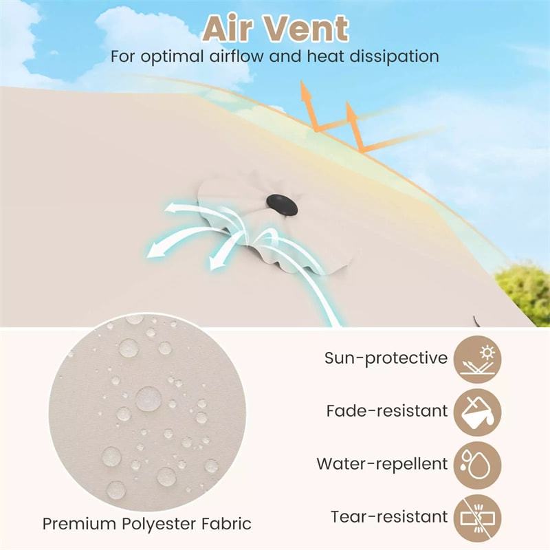 8.5FT Patio Umbrella, Outdoor Market Table Umbrella with Crank Handle, 8 Heavy Duty Ribs, Vented Top, Sun-Proof Canopy for Garden Yard Poolside