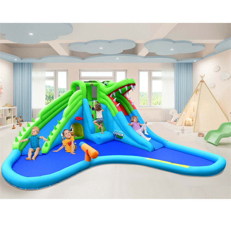 Inflatable Bounce House Crocodile Mighty Water Park Splash Pool without Blower