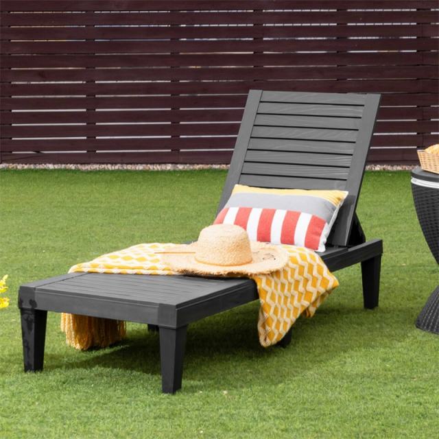 Outdoor Chaise Lounge Chair with 5-Position Adjustable Backrest, 400LBS Capacity All-Weather Reclining Sun Lounger for Poolside, Patio Backyard