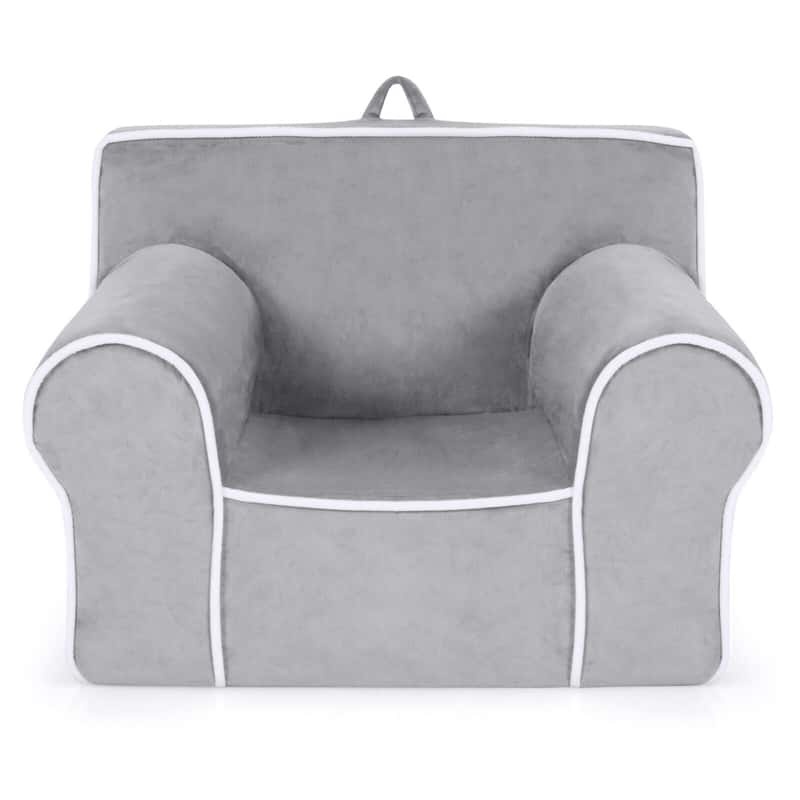 Kids Couch, Toddler Soft Sofa with Removable Washable Velvet Surface for Play Room, Nursery, Preschool, Foam Filled Armchair for 0-5 Boys & Girls