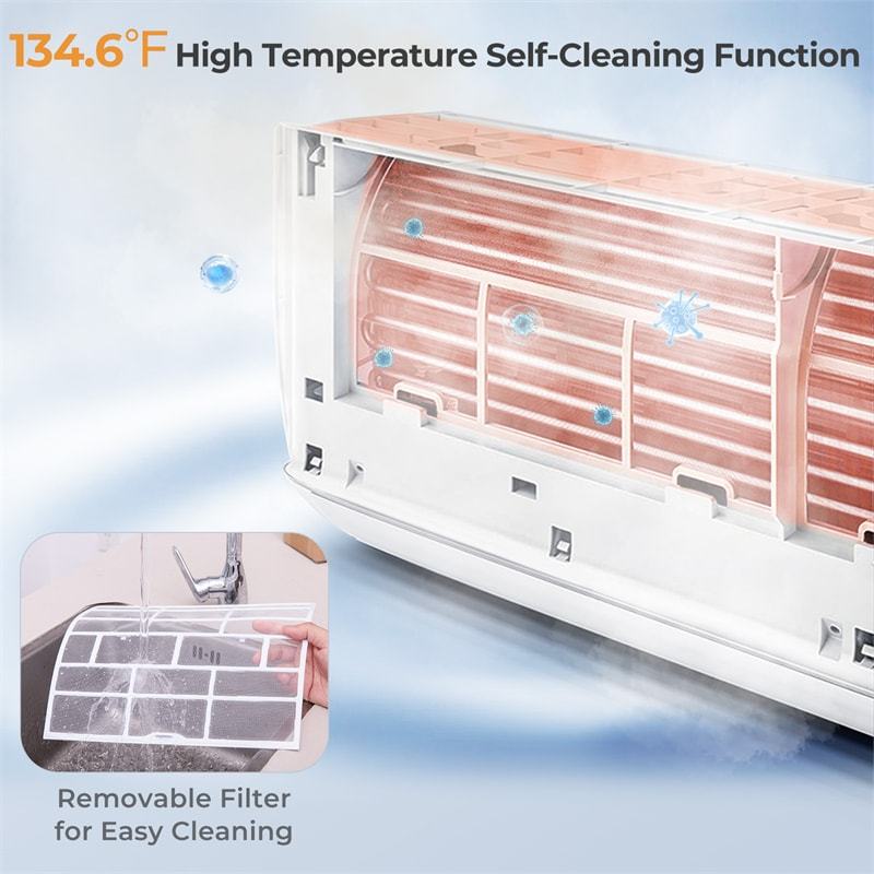 18000BTU Wifi Enabled Mini Split Air Conditioner & Heater, 21 SEER2 208-230V Inverter Split Wall AC Unit ECO Mode w/ Heat Pump, Installation Kit