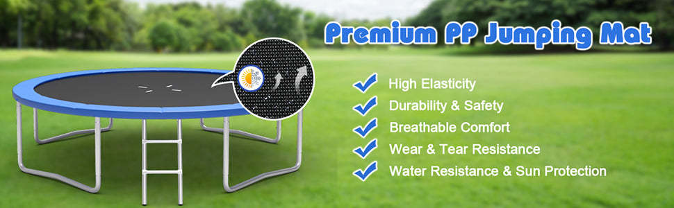 10 FT Outdoor Recreational Trampoline All-weather Backyard Trampoline Bounce Safety Enclosure Net Combo with Ladder for Kids Adults