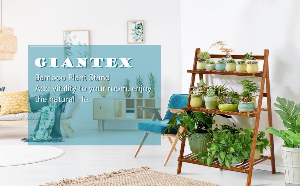 3 Tier Folding Bamboo Plant Stand Organizer Storage Shelving