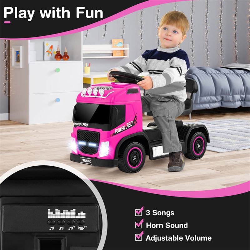 6V Battery Kids Ride on Car 2-in-1 Mini Ride On Truck Electric & Coasting Mode with Height Adjustable Seat & LED Lights