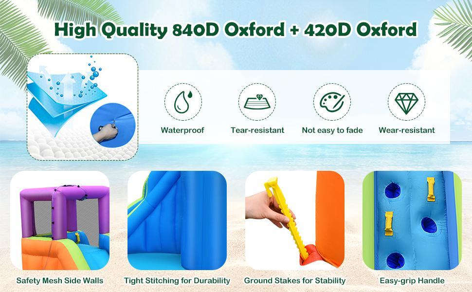 Inflatable Water Slide 15x14.5FT Mega Kids Waterslide Park Outdoor with Dual Slides, Splash Pool, Water Guns & Climbing for Racing Fun