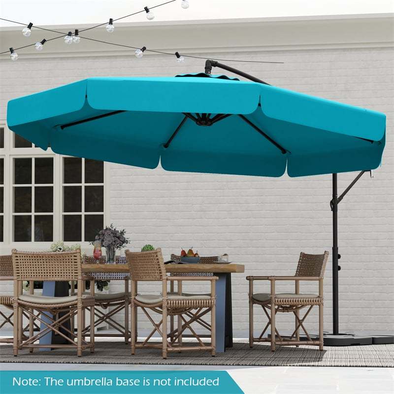 10FT Offset Cantilever Umbrella with Cover, Tilt Adjustment & Crank, 8-Rib Heavy-Duty Vented Ruffled Patio Umbrella for Poolside/Garden/Deck