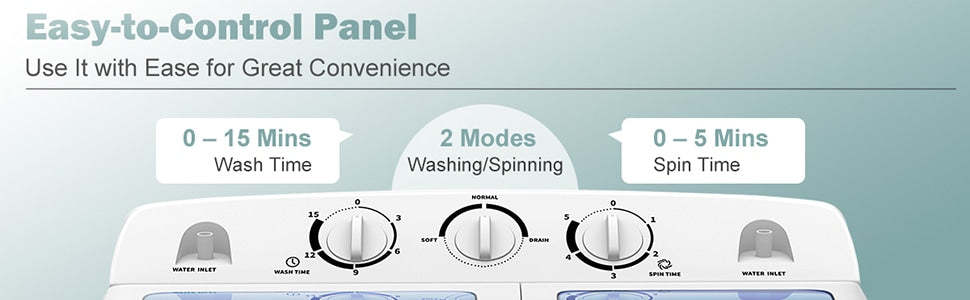 Portable Washing Machine 20Lbs Capacity Compact Twin Tub Washer Spin Dryer Combo for RV Apartments Dorms