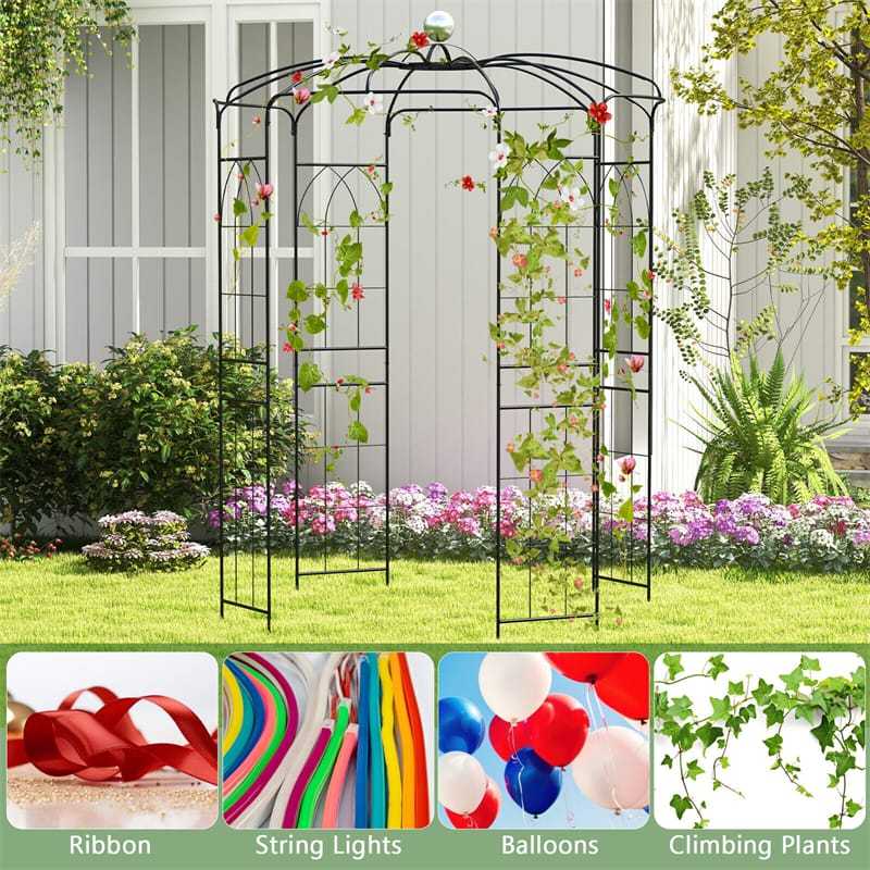 Outvita Heavy-Duty Metal Garden Arch Arbor | 9ft X 6.8ft Trellis For Climbing Plants, Wedding Decor | French Style