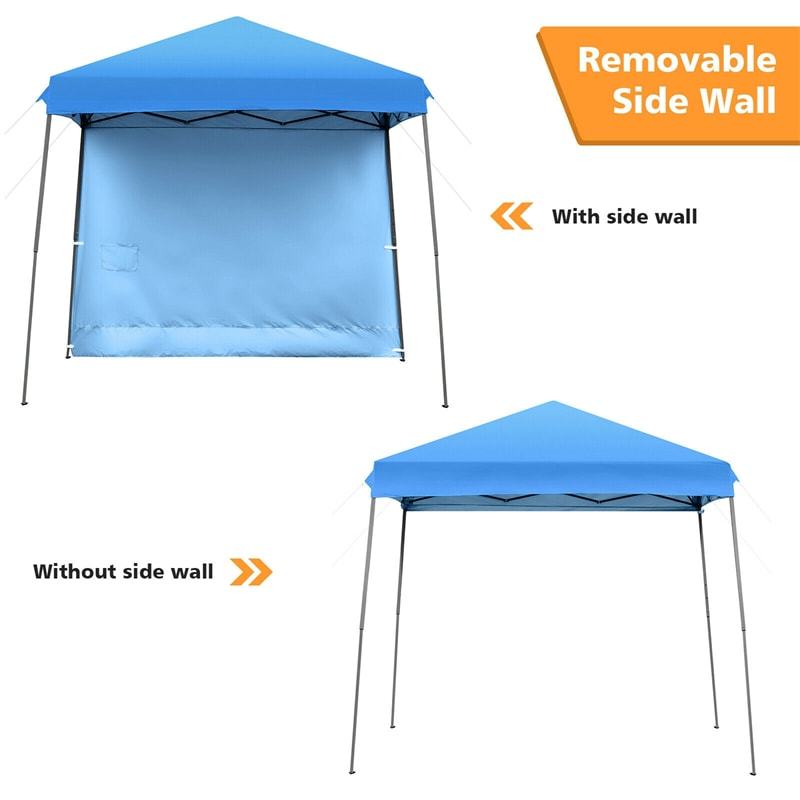 10x10 ft Slant Leg Pop up Canopy Tent with Detachable Side Wall