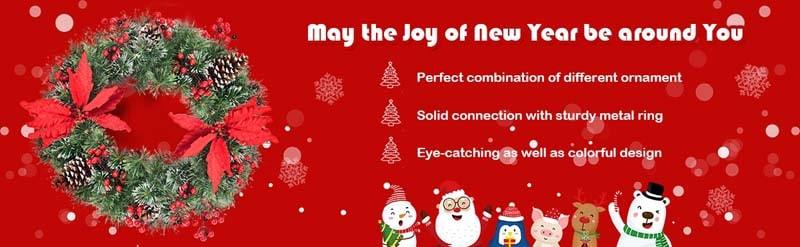 Pre-lit Snow Flocked Christmas Wreath with 50 LED Lights