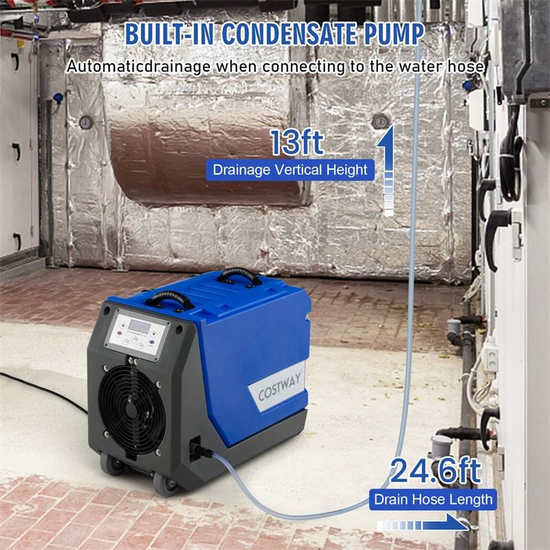 180 PPD Bucketless Dehumidifier Portable Commercial Dehumidifier with Pump & Drain Hose, Rotational Molded Industrial Dehumidifier for Basement