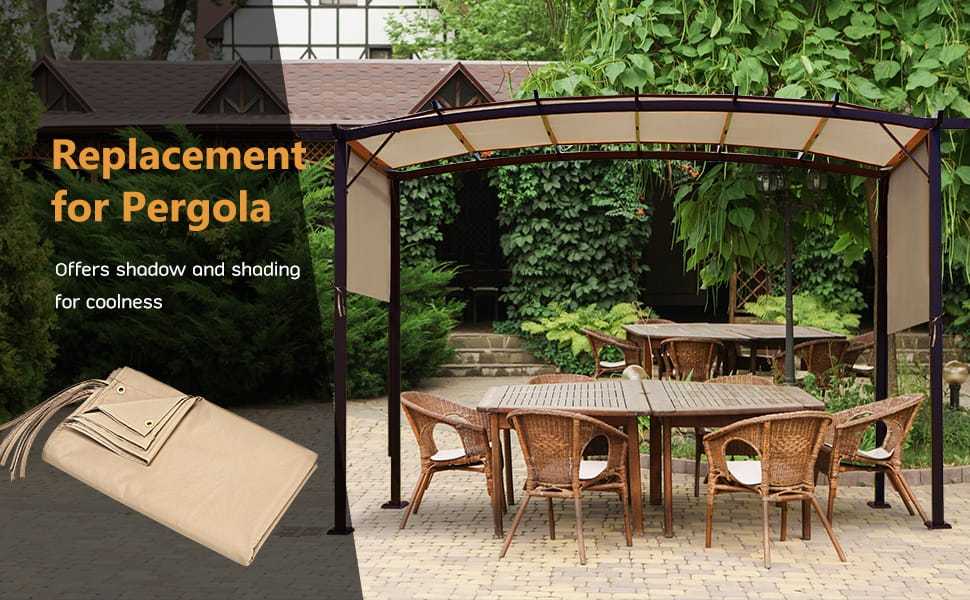 17' x 7' Universal Canopy Replacement Cover, Waterproof Sun-Protective Pergola Shade Cover with 6 Copper Grommets & 4 Straps for Outdoor Sun Awning