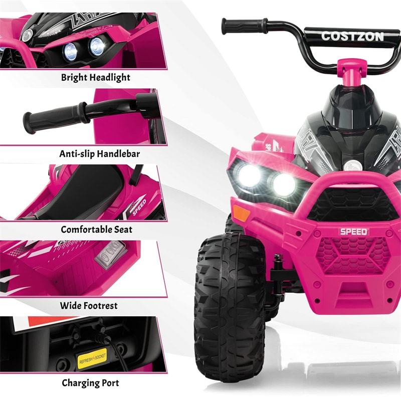 12V Battery Powered Kids Electric Ride On ATV 4-Wheeler Quad Car with Light MP3