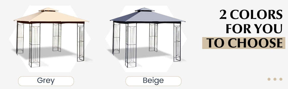 10 x 10 FT Patio Gazebo Double Roof Outdoor Canopy Gazebo Heavy-Duty Steel Frame Gazebo Garden Pavilion Shelter