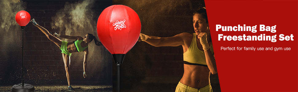 Height Adjustable Punching Bag Boxing Set with Stand Plus Boxing Gloves for Adults & Kids