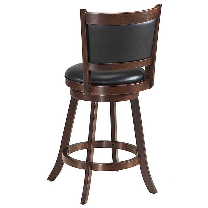 Swivel Bar Stool Set of 2, Rubber Wood 24" Counter Height Bar Stools with PVC Leather Cushioned Seat & Back for Kitchen Island, Pub, Restaurant