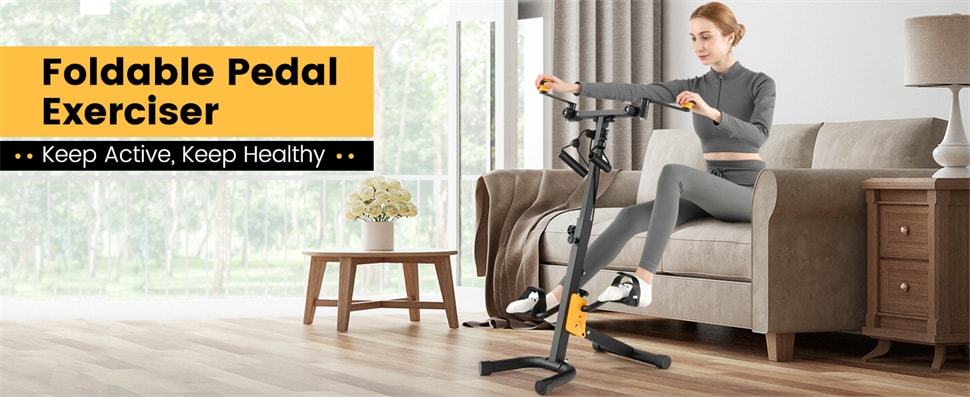 Foldable Pedal Exerciser for Seniors, Rehab Pedal Bike with Adjustable Resistance & Height, Full-Body Home Rehab, Hand/Arm/Leg Therapy for Elderly