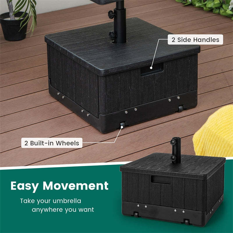 175lbs Fillable Patio Umbrella Base Adjustable Umbrella Table Tray with Wheels & Weight Bag