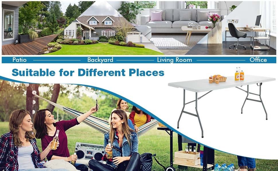 Portable Heavy Duty Outdoor Folding Camping Table with Carrying Handle