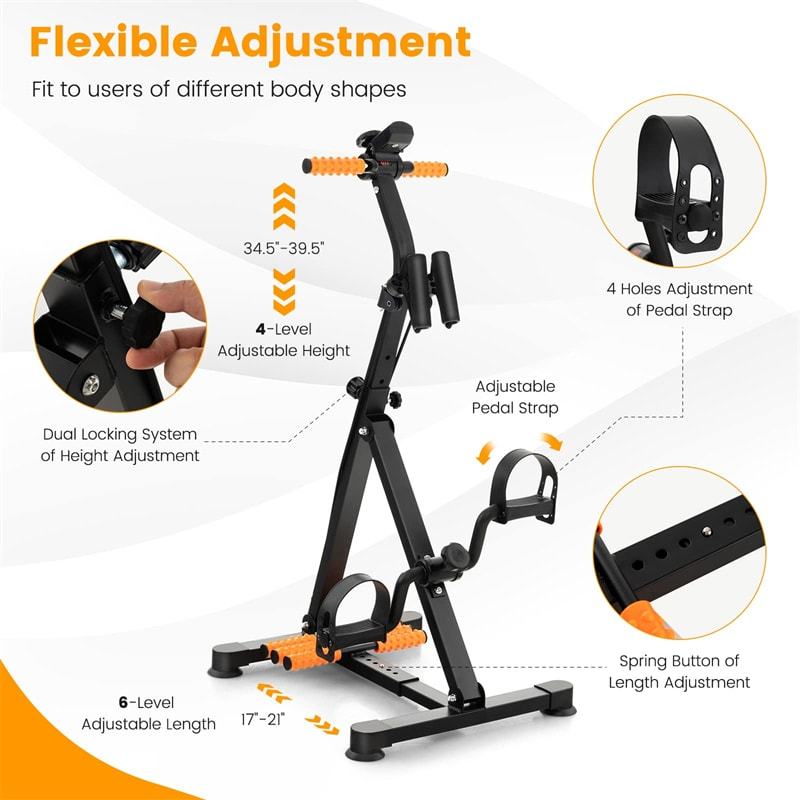 Pedal Exercise Bike for Seniors, Adjustable Arm/Leg/Knee Rehab Machine with Massage & LCD Monitor, Total Body Home Exercise Equipment for Elderly
