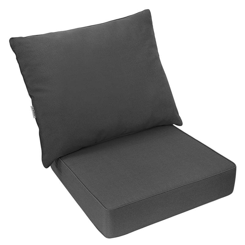 Deep Seat & Back Cushion Set with Rope Ties, Waterproof 6" Thick Indoor/Outdoor Chair Pads for Patio Furniture & Poolside