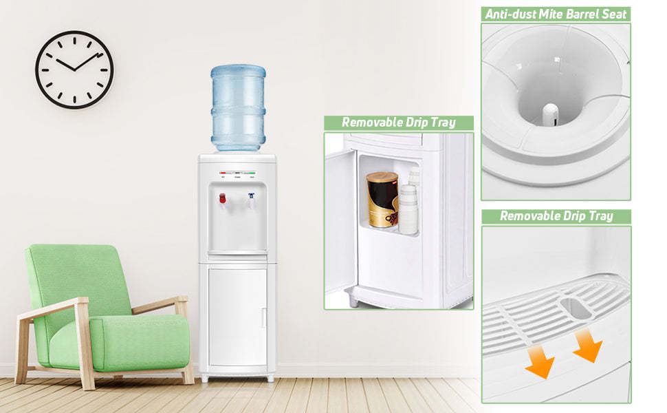 Top Loading Water Cooler Dispenser 3-5 Gallon Bottle Hot & Cold Water Cooler with Child Safety Lock for Home Office School
