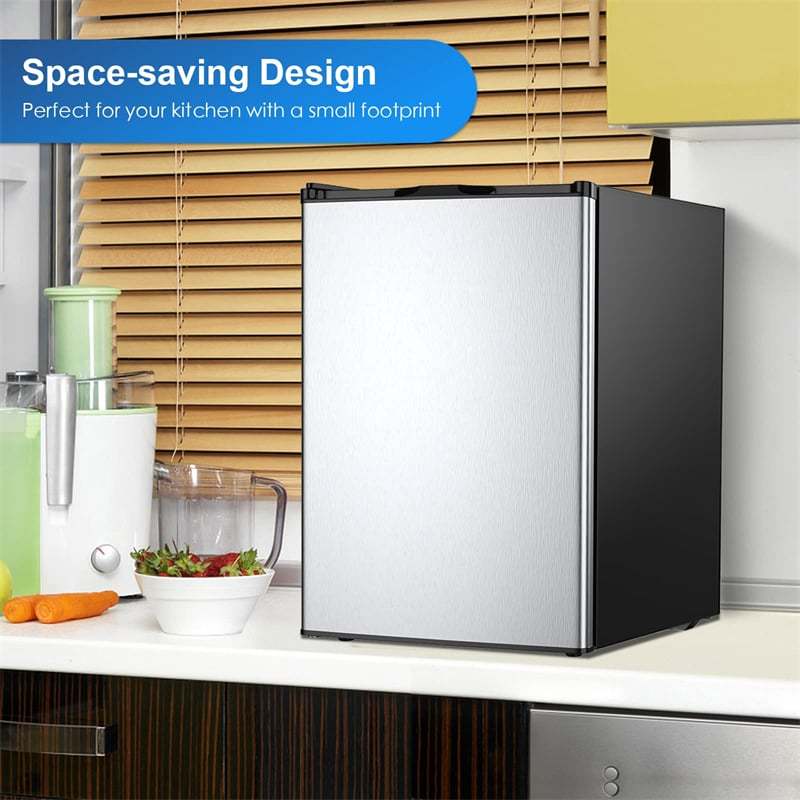 3 Cu.Ft Compact Upright Freezer, Small Freezer with Reversible Stainless Steel Door, Removable Shelves, Adjustable Thermostat for Home Office