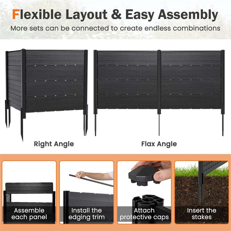 Outdoor Privacy Screen 2 Panels 48"W x 46"H Decorative Air Conditioner Fence with 5 Ground Stakes, Pool Equipment Trash Can Enclosure