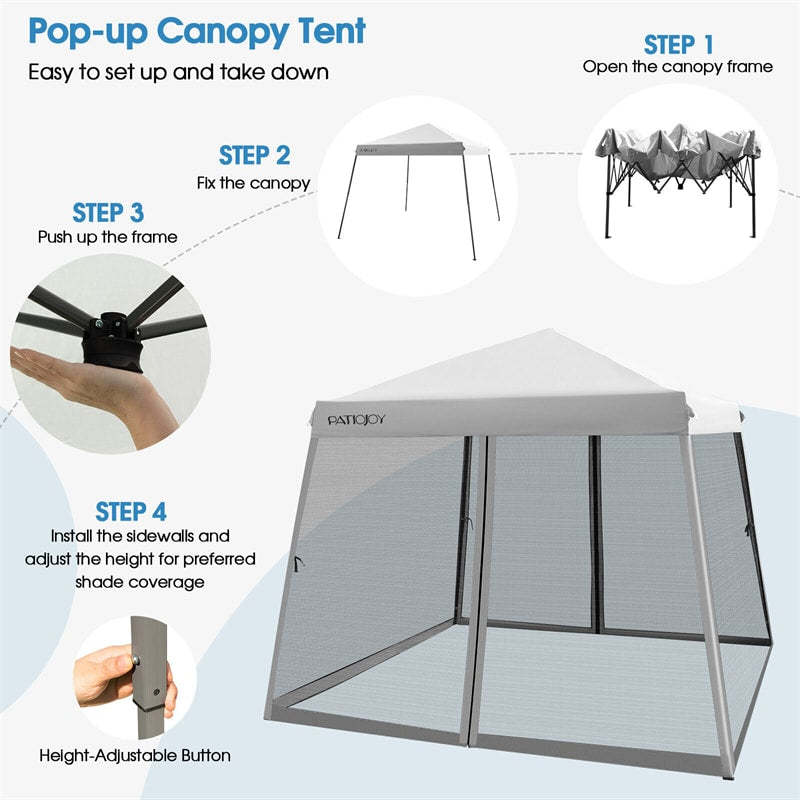 10x10 FT Outdoor Pop Up Canopy Patio Instant Canopy Tent with Netting & Roller Bag