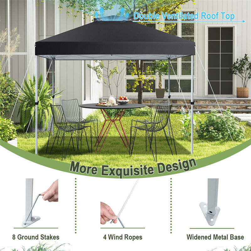 10' x 10' Outdoor Pop Up Canopy Tent 2-Tier Folding Instant Shelter Canopy with Center Lock & Wheeled Carry Bag