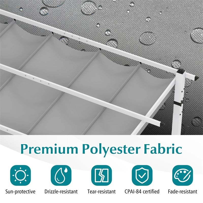 12’ x 10’ Aluminum Pergola with Retractable Canopy, Outdoor Pergola Extra Large Patio Pergola Sun Shelter Pavilion for Deck Porch Garden Yard