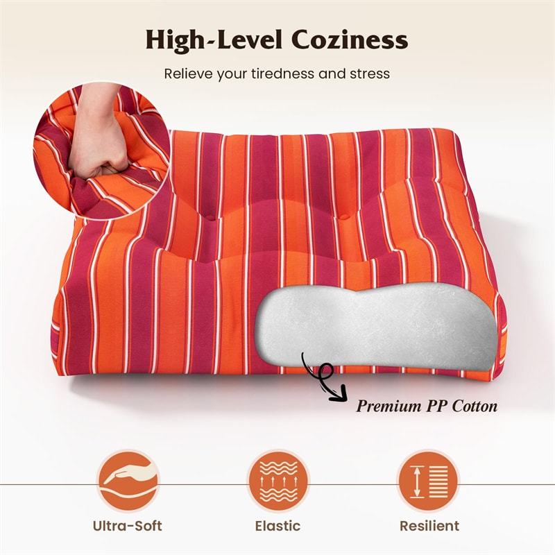Set of 2 Waterproof Tufted Patio Chair Cushions with High Elasticity, 21" x 21" Deep Seat Square Pillows for Indoor & Outdoor Furniture