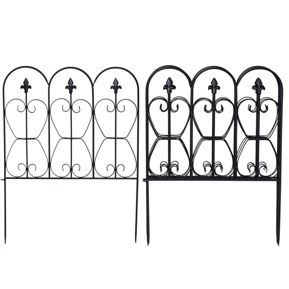 5 PCS 32in x 10ft Folding Decorative Garden Fence with Coated Metal Panels
