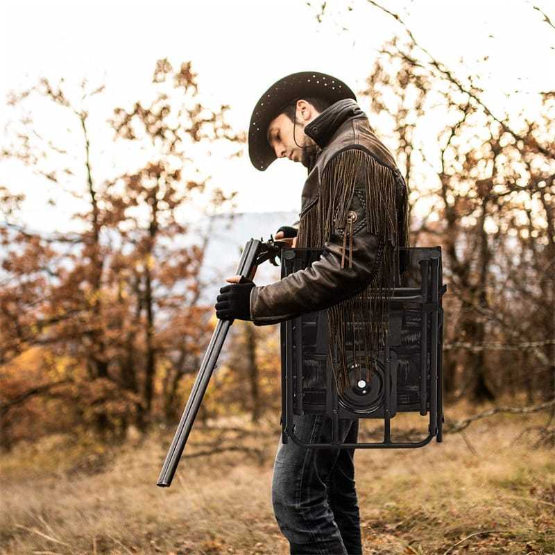 360° Swivel Hunting Blind Chair Folding Hunting Chair with Mesh Backrest & Carry Strap, Portable Silent Deer Ground Blind Chair for Fishing Camp