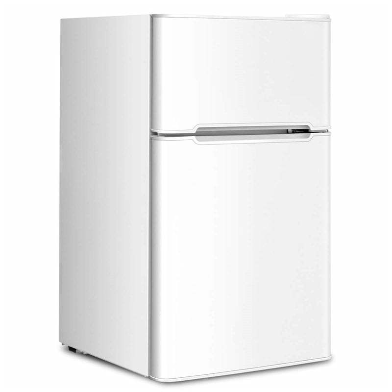3.2 Cu. Ft. 2-Door Mini Fridge with Freezer, Compact Refrigerator with Temperature Control, Removable Shelves & Reversible Door for Dorm Office