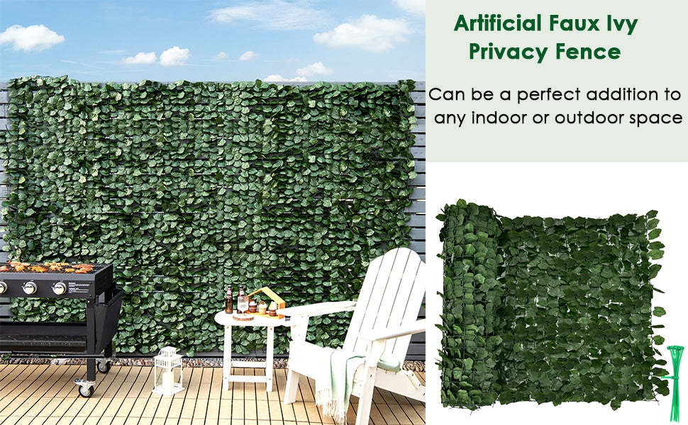118" x 59" Artificial Hedge Faux Ivy Leaf Decorative Privacy Fence Greenery Wall Screen