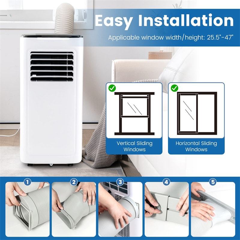 9000 BTU Portable Air Conditioner, 3-in-1 AC Cooling Unit with Dehumidifier, Remote Control & Window Kit for Rooms up to 280 Sq.Ft
