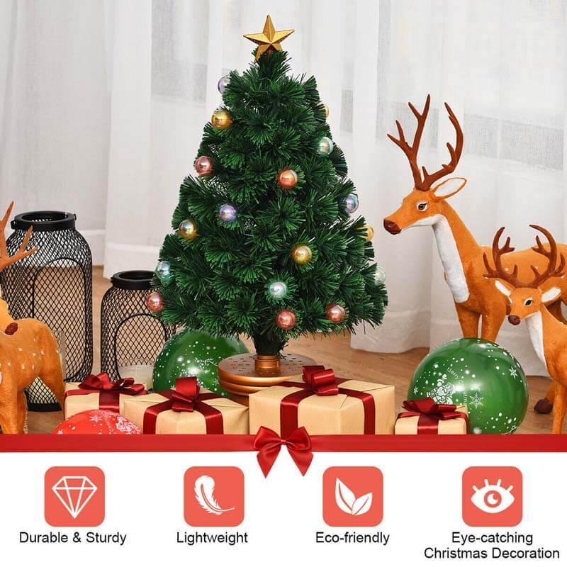 3FT Pre-Lit Fiber Optical Firework Christmas Tree
