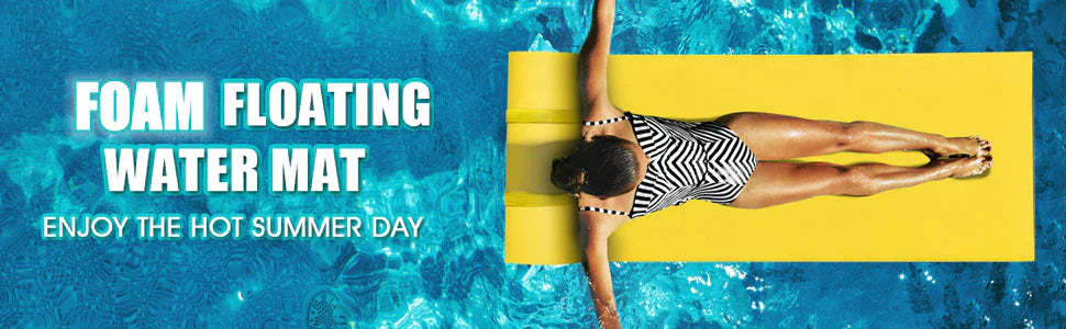 83" x 26" Floating Water Pad 3-Layer Tear Resistant XPE Foam Water Mat Foam Pool Float with Rolling Pillow Design