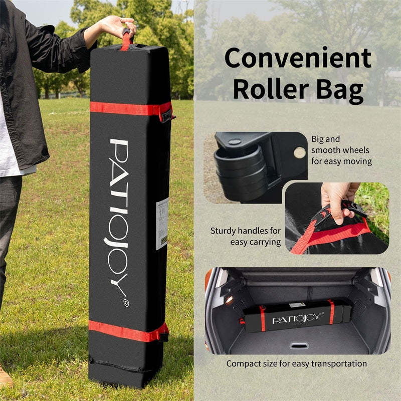 10x10FT Commercial Pop-Up Canopy with Adjustable Height & Roller Bag, Heavy Duty Gazebo Tent Instant Shelter for Camping, Parties, Backyard