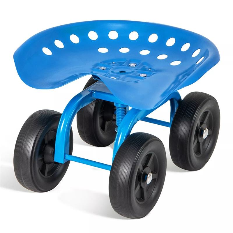 Heavy Duty Garden Cart with 360° Swivel Seat & Wheels, Height Adjustable Rolling Gardening Seat Utility Stool Cart Garden Scooter for Planting