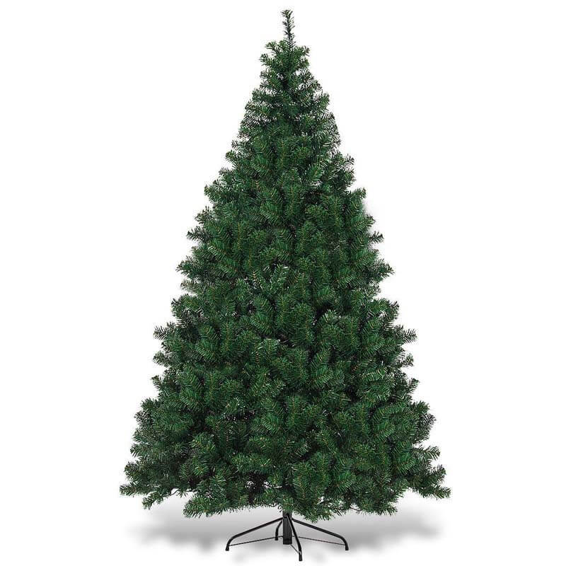 7.5FT Pre-Lit Artificial Christmas Tree, Premium Spruce Hinged Xmas Tree with 550 Multicolor LED Lights & Metal Stand, UL-Certified Transformer