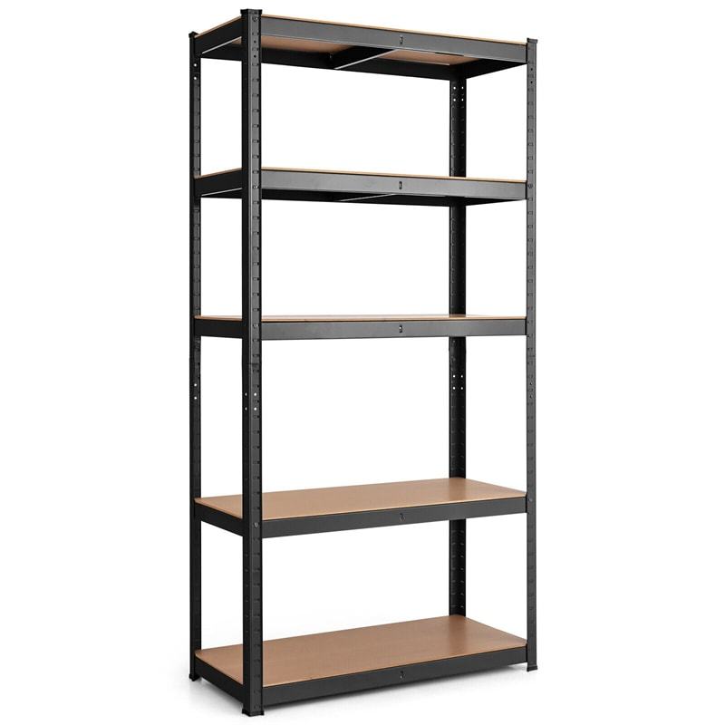 5-Tier Metal Storage Shelves, Heavy Duty Steel Shelving Unit, Adjustable Garage Tool Organizer Rack, Bolt-Free Assembly, 2000 lbs Capacity