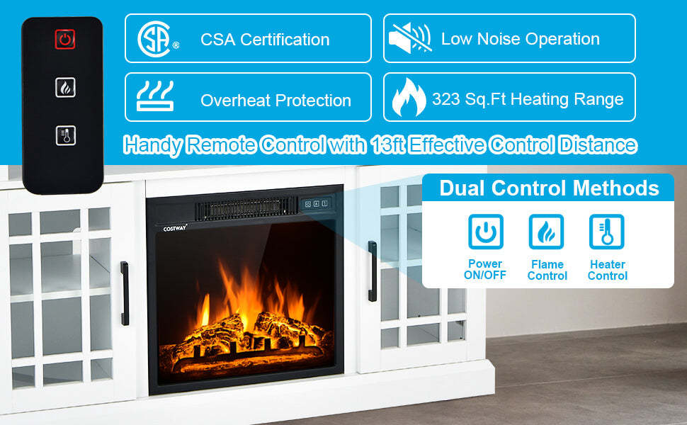 48 Inch Electric Fireplace TV Stand Fireplace Entertainment Center with 1400W Electric Fireplace for TVs up to 50 Inch