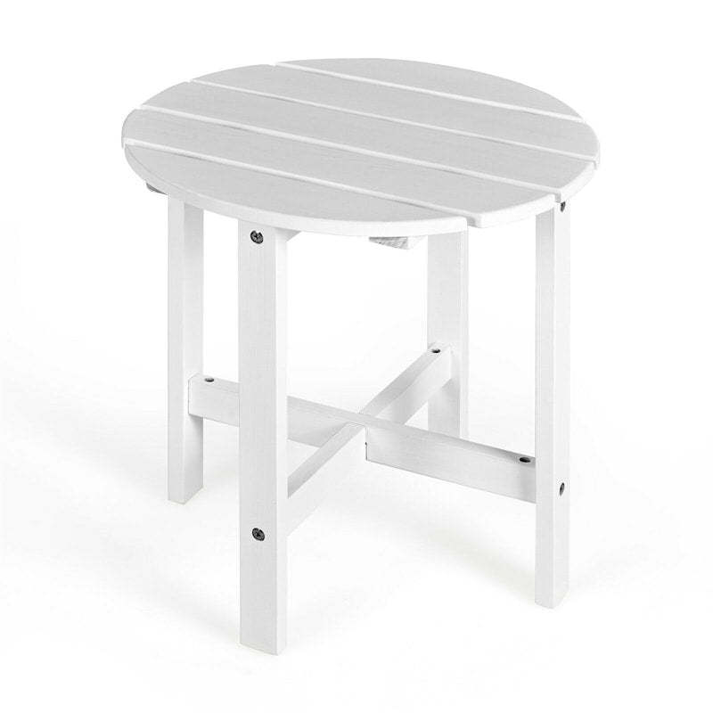18’’ Outdoor Round Bistro Side Table Wood Slat End Table for Patio Garden Yard