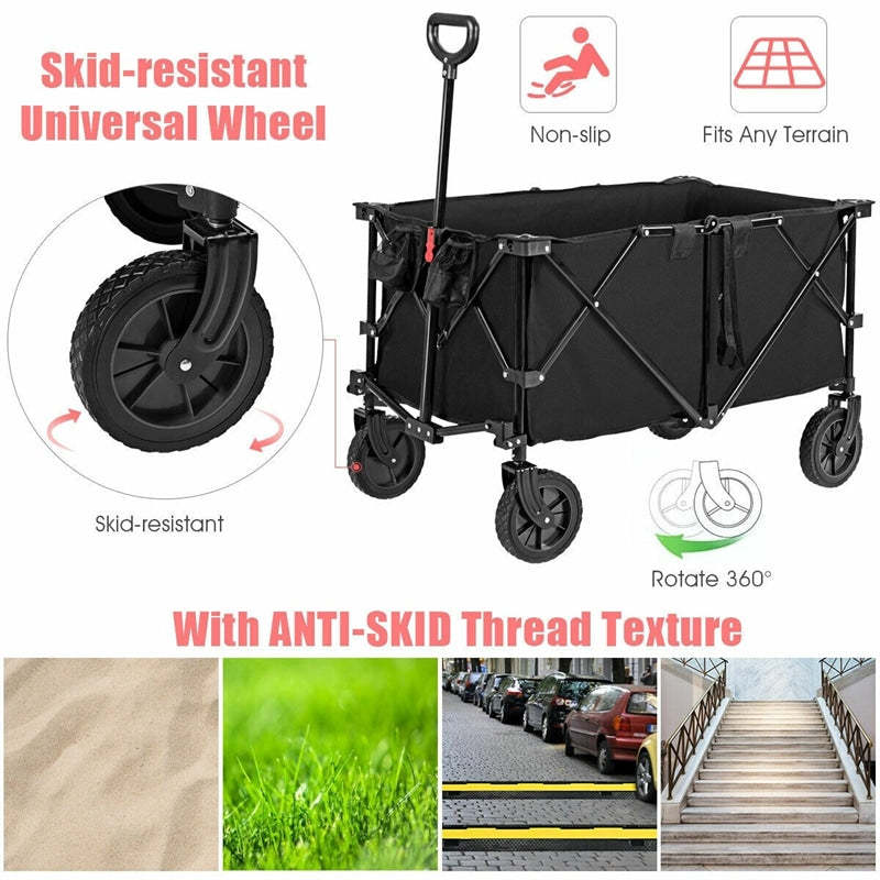 Outdoor Collapsible Utility Garden Wagon Cart Trolley Buggy